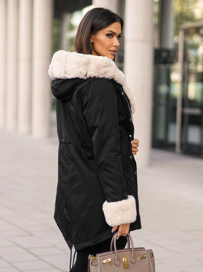 Kurtka zimowa damska z futerkiem zielona