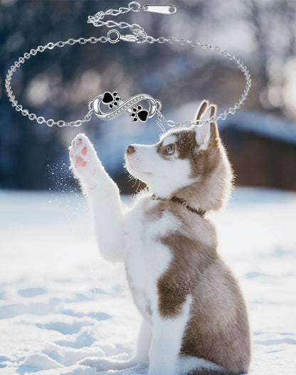 Ciondolo symbol nieskończoności Bransoletka z łapką zwierzęcia domowego i cyrkoniami