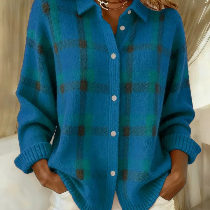 Melina - Retro check przytulny sweter