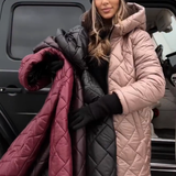 Bogna | Elegancka pikowana kurtka puchowa z kapturem