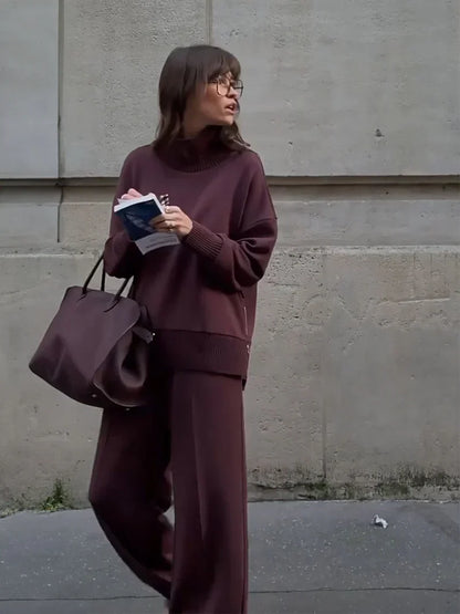 Monika - Komplet luźnej bluzy i spodni pasujących do siebie