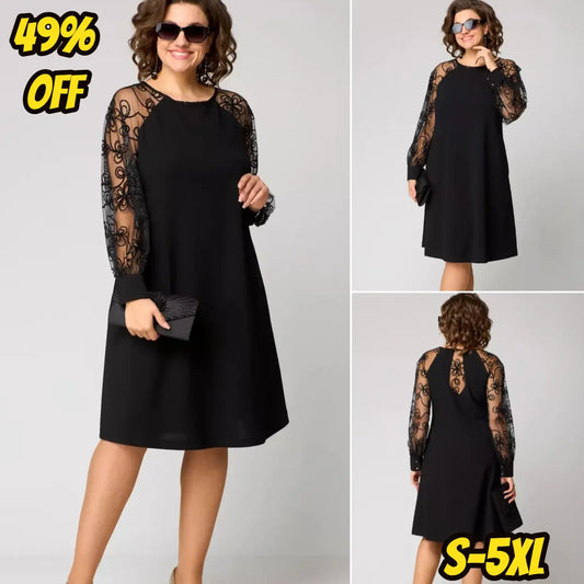 👑【S-5XL】👗Elegancka czarna seksowna koronkowa sukienka