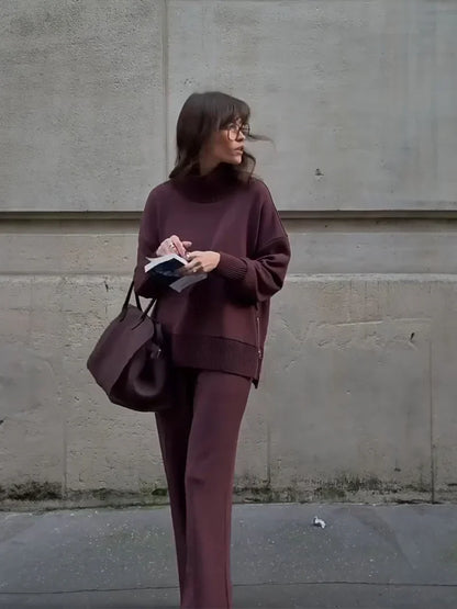 Monika - Komplet luźnej bluzy i spodni pasujących do siebie