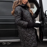 Bogna | Elegancka pikowana kurtka puchowa z kapturem