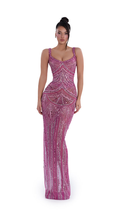 Blush Hand-Beaded Corset Maxi Dress – Limited Edition