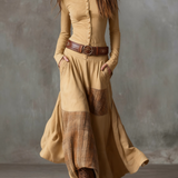 Helena | Granatowa zamszowa sukienka maxi