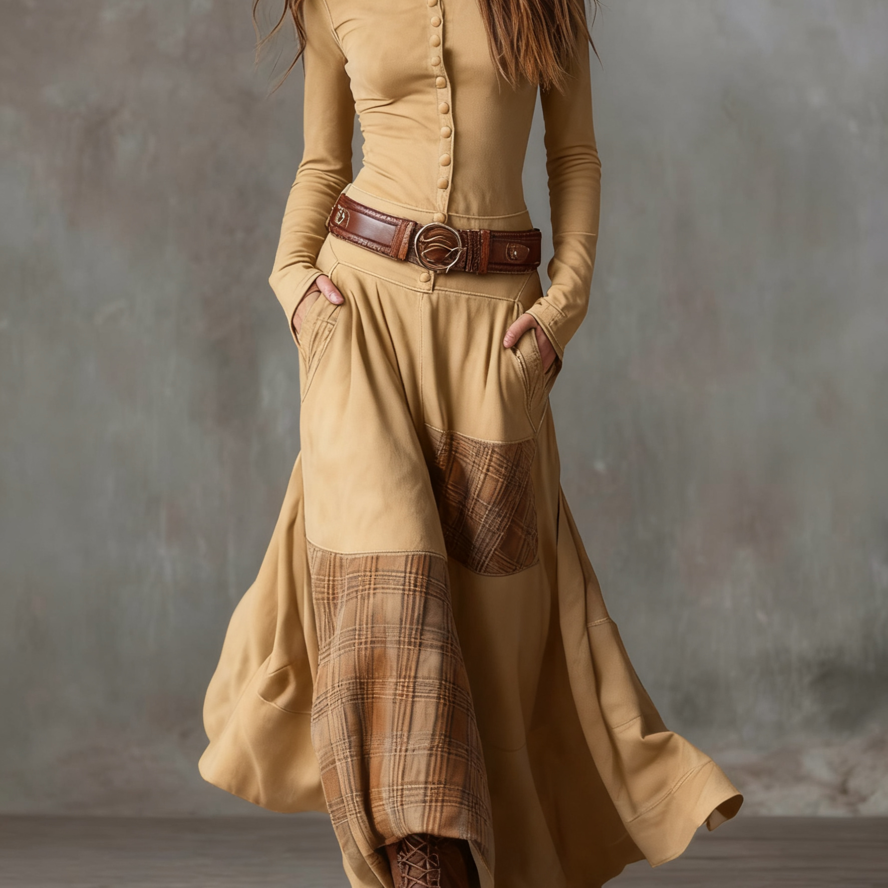 Helena | Granatowa zamszowa sukienka maxi