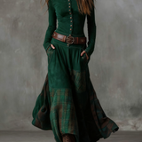 Helena | Granatowa zamszowa sukienka maxi