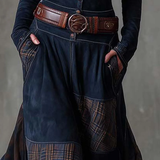 Helena | Granatowa zamszowa sukienka maxi