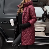 Bogna | Elegancka pikowana kurtka puchowa z kapturem