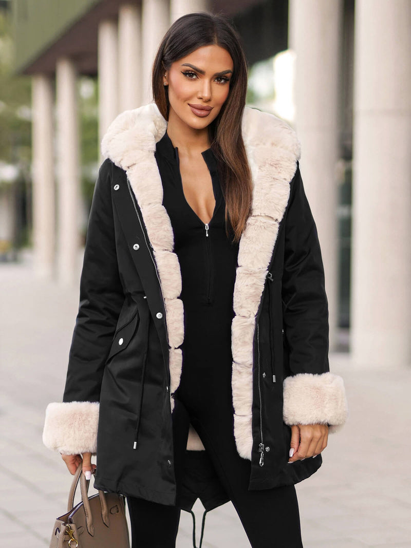 Kurtka zimowa damska z futerkiem zielona