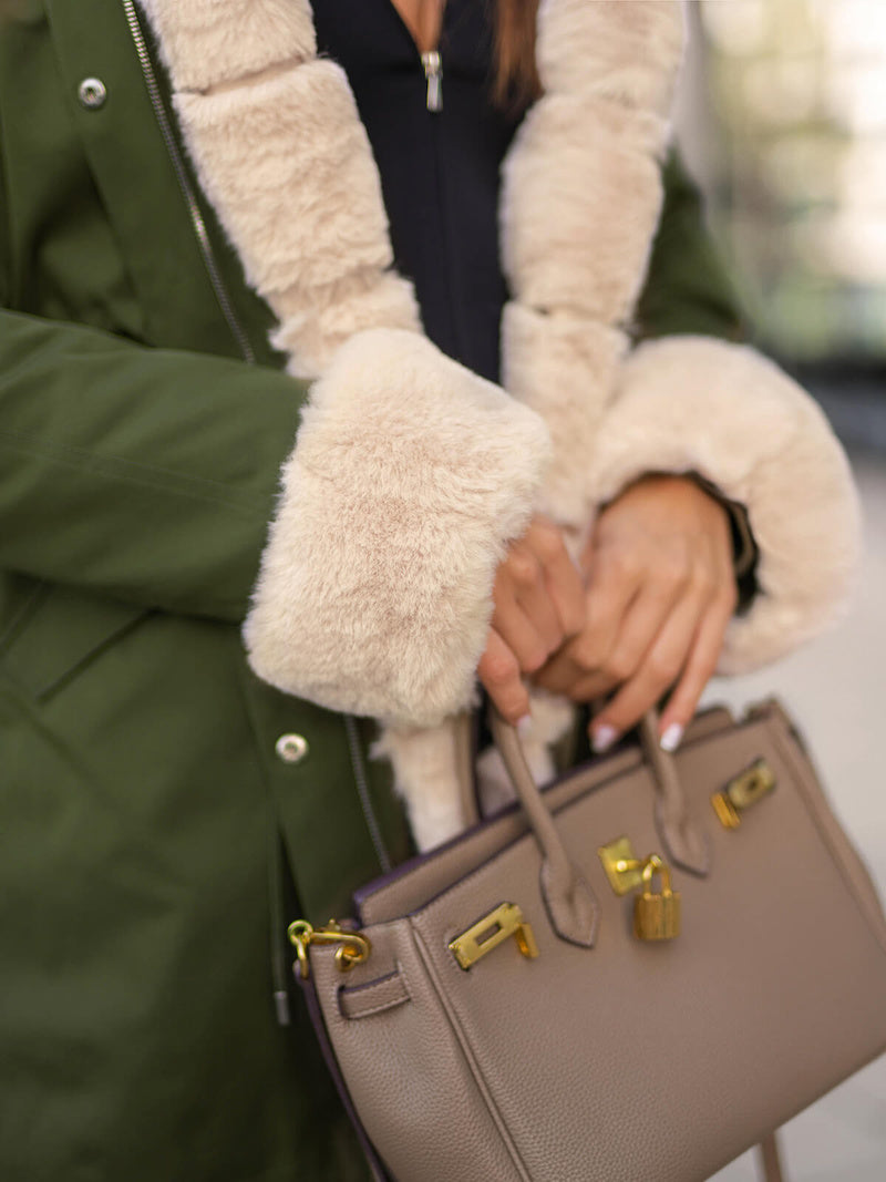 Kurtka zimowa damska z futerkiem zielona