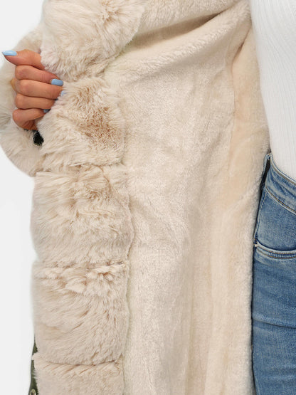 Kurtka zimowa damska z futerkiem zielona